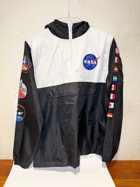 NASA Black & White Windbreaker with Patches
